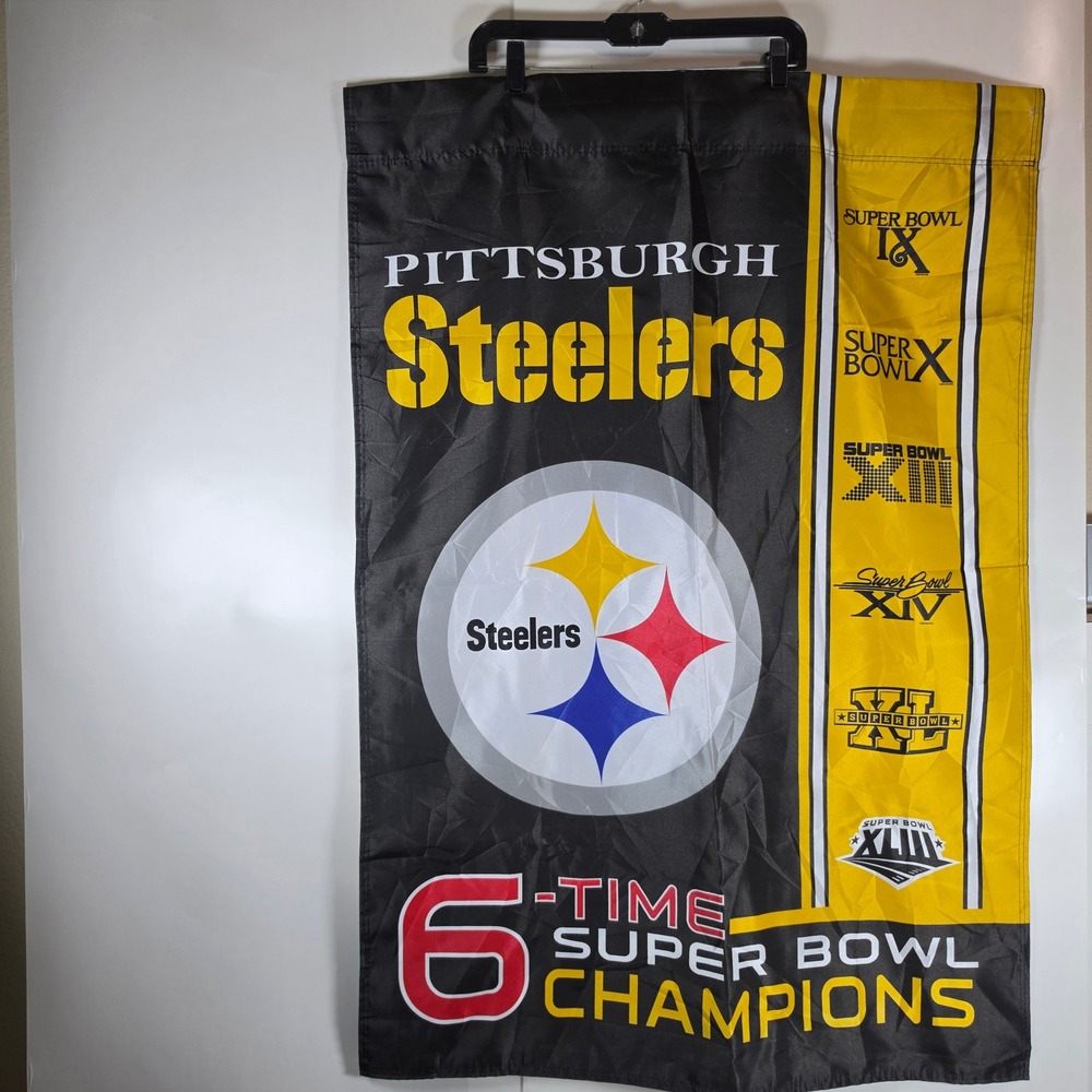 Pittsburgh Steelers 6-Time Super Bowl Champions Banner Flag 30x42 Black Yellow